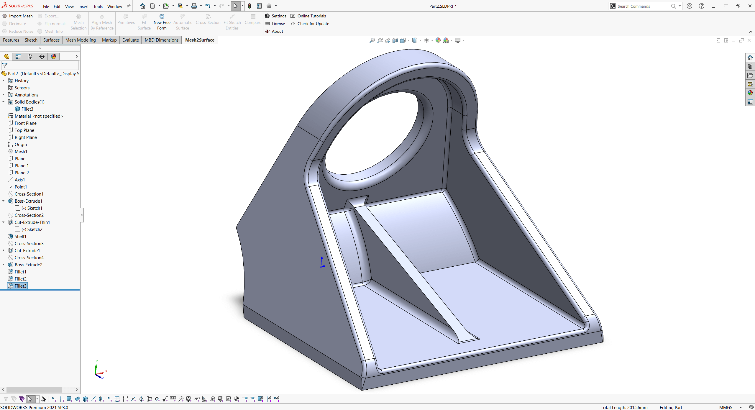 ⑤　Construct the solid or surface using CAD tools.